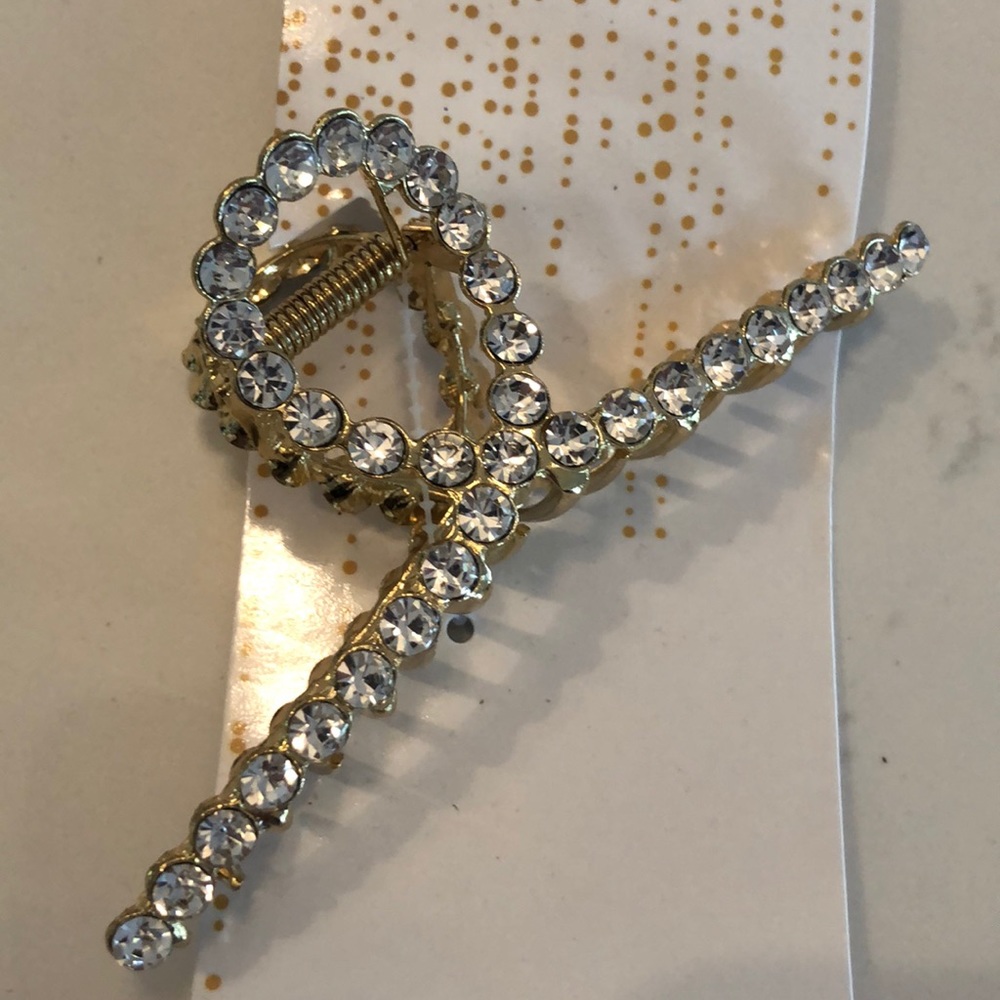 Rhinestone gold nwt claw hair clip 4.5”